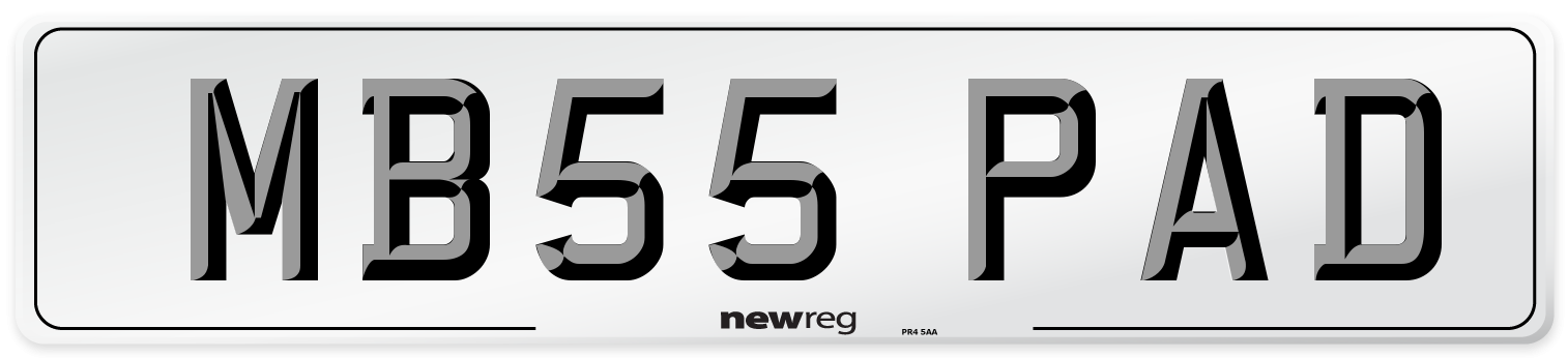 MB55 PAD Number Plate from New Reg